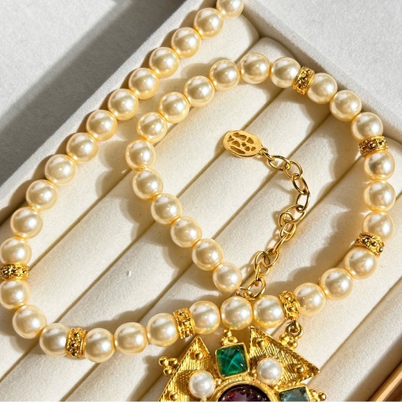 Ben-Amun Vintage-Style Majorca Pearl Multicolor Czech Glass Palermo Necklace - Picture 5 of 8